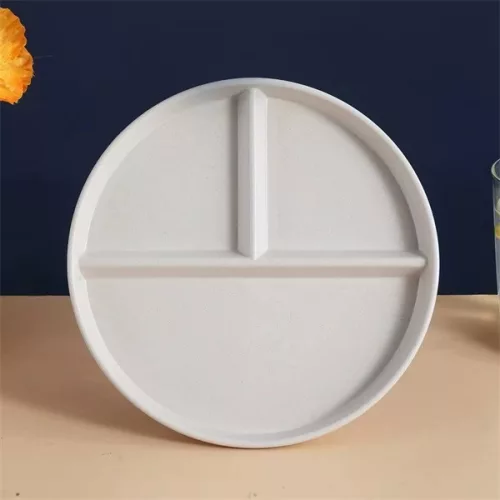 TOO KT-123 Set de 4 farfurii divizate din plastic, culori mixte, din paie de grâu, 22,5 × 2,5 cm
