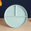 TOO KT-123 Set de 4 farfurii divizate din plastic, culori mixte, din paie de grâu, 22,5 × 2,5 cm