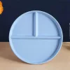 TOO KT-123 Set de 4 farfurii divizate din plastic, culori mixte, din paie de grâu, 22,5 × 2,5 cm