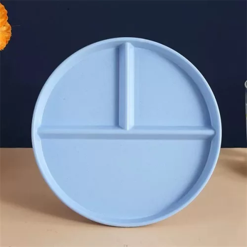 TOO KT-123 Set de 4 farfurii divizate din plastic, culori mixte, din paie de grâu, 22,5 × 2,5 cm