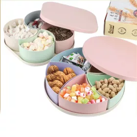   TOO KT-124 bol de bomboane din plastic din paie de grâu, culori mixte, cu capac, 29×29×7cm