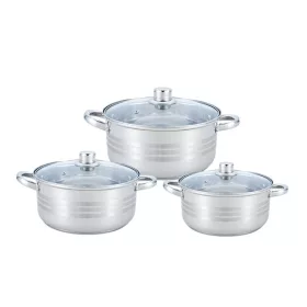   TOO KT-223 Set de oale/cratițe de 2L, 2,5L și 3L cu capac, set de vase de bucătărie din oțel inoxidabil, format din 6 piese