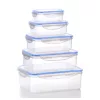 TOO KT-140 Set de 5 cutii dreptunghiulare pentru depozitarea alimentelor 240ml+500ml+1.000ml+1.500ml+2.500ml