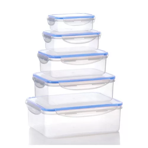 TOO KT-140 Set de 5 cutii dreptunghiulare pentru depozitarea alimentelor 240ml+500ml+1.000ml+1.500ml+2.500ml