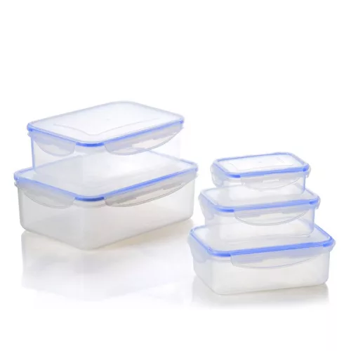 TOO KT-140 Set de 5 cutii dreptunghiulare pentru depozitarea alimentelor 240ml+500ml+1.000ml+1.500ml+2.500ml