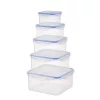 TOO KT-141 Set de 5 cutii pătrate pentru depozitarea alimentelor 400ml + 700ml + 1.200ml + 2.000ml + 3.000ml