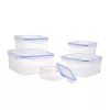 TOO KT-141 Set de 5 cutii pătrate pentru depozitarea alimentelor 400ml + 700ml + 1.200ml + 2.000ml + 3.000ml