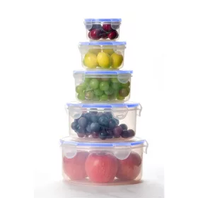   TOO KT-142 Set de 5 cutii rotunde pentru depozitarea alimentelor 400ml + 800ml + 1.500ml + 2.300ml + 3.600ml
