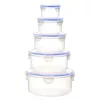 TOO KT-142 Set de 5 cutii rotunde pentru depozitarea alimentelor 400ml + 800ml + 1.500ml + 2.300ml + 3.600ml