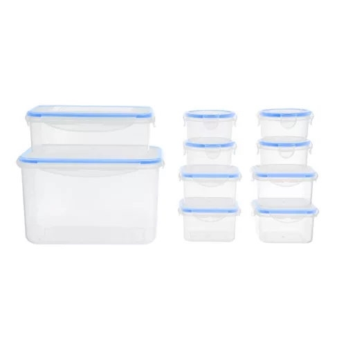 TOO KT-143 Set de 10 cutii pentru depozitarea alimentelor, 4x180ml, 4x400ml, 1x1.500ml, 1x4.200ml