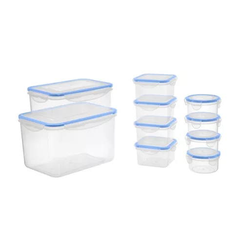 TOO KT-143 Set de 10 cutii pentru depozitarea alimentelor, 4x180ml, 4x400ml, 1x1.500ml, 1x4.200ml