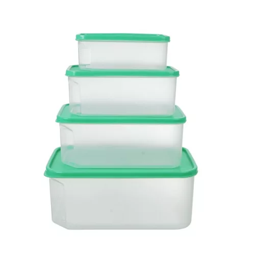 TOO KT-144 Set de 4 cutii dreptunghiulare pentru depozitarea alimentelor 800ml+1.800ml+2.800ml+4.800ml