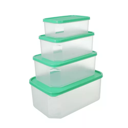 TOO KT-144 Set de 4 cutii dreptunghiulare pentru depozitarea alimentelor 800ml+1.800ml+2.800ml+4.800ml