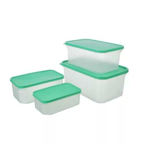 TOO KT-144 Set de 4 cutii dreptunghiulare pentru depozitarea alimentelor 800ml+1.800ml+2.800ml+4.800ml