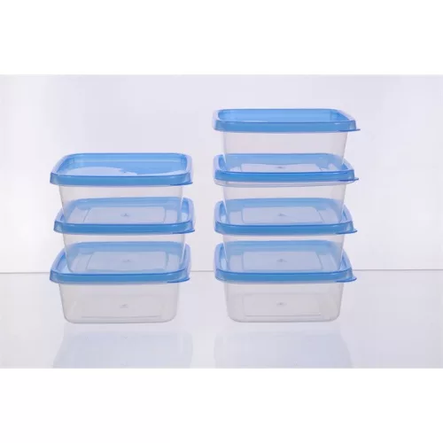 TOO KT-151 Set de 7 cutii pătrate pentru depozitarea alimentelor, 600 ml