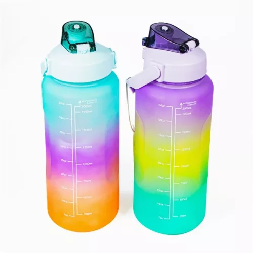 Sticlă de apă motivațională TOO KT-397 2000 ml cu gradient, citate și cronologie