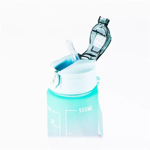Sticlă de apă motivațională TOO KT-398, 900 ml, cu gradient, citate și cronologie