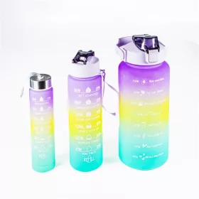   Sticlă TOO KT-399 3 în 1, sticlă motivațională gradient de 2.000 ml + 900 ml + 280 ml cu citate și cronologie