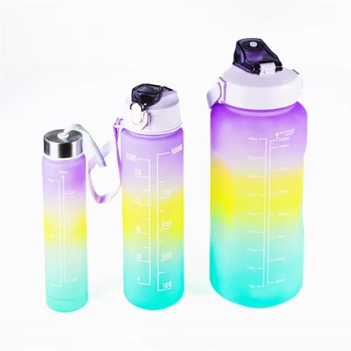Sticlă TOO KT-399 3 în 1, sticlă motivațională gradient de 2.000 ml + 900 ml + 280 ml cu citate și cronologie
