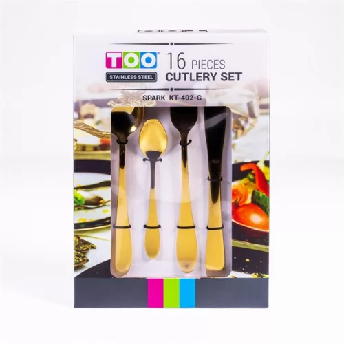 Set de tacâmuri aurii TOO KT-402 G Spark, 16 piese