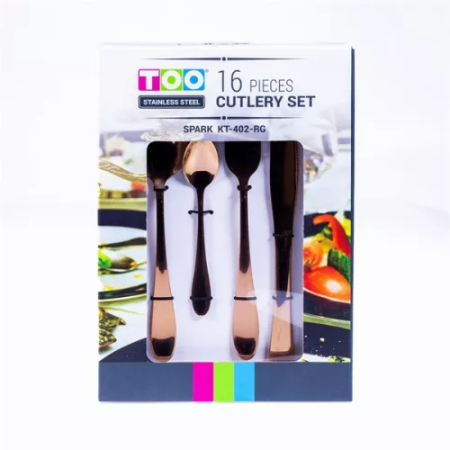 Set de tacâmuri TOO KT-402 RG Spark, auriu-roz, cu 16 piese