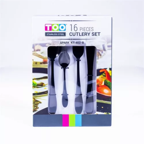 Set de tacâmuri TOO KT-402 B Spark, negru, cu 16 piese