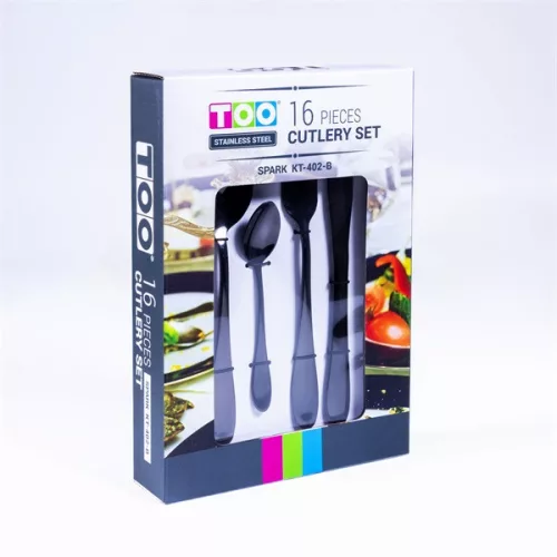 Set de tacâmuri TOO KT-402 B Spark, negru, cu 16 piese