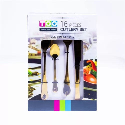 Set de tacâmuri aurii TOO KT-404 G Dolphin, 16 piese