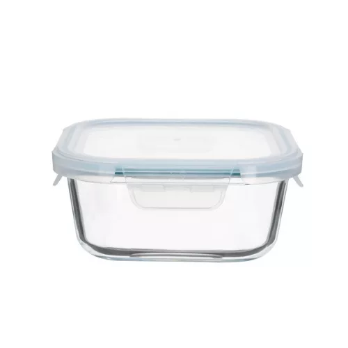 Recipient pătrat rezistent la căldură din sticlă TOO KT-85, 320 ml, cu capac din plastic atașabil