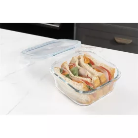   Recipient pătrat rezistent la căldură din sticlă TOO KT-87, 800 ml, cu capac din plastic atașabil