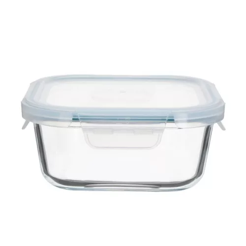 Recipient pătrat rezistent la căldură din sticlă TOO KT-87, 800 ml, cu capac din plastic atașabil