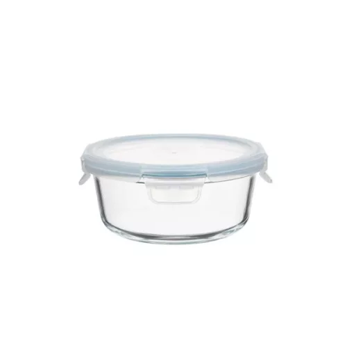 Recipient rotund pentru alimente din sticlă TOO KT-88, rezistent la căldură, 400 ml, cu capac din plastic atașabil
