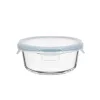 Recipient rotund pentru alimente din sticlă TOO KT-89, rezistent la căldură, de 650 ml, cu capac din plastic atașabil