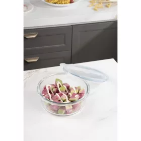  Recipient rotund pentru alimente din sticlă TOO KT-90, rezistent la căldură, 950 ml, cu capac din plastic atașabil