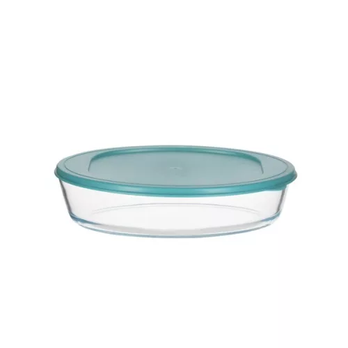 Recipient alimentar oval rezistent la căldură din sticlă TOO KT-98, 1600 ml, cu capac din plastic