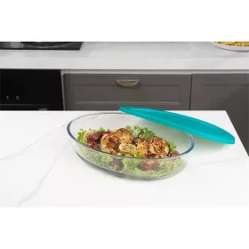   Recipient alimentar oval rezistent la căldură din sticlă TOO KT-100, 3200 ml, cu capac din plastic