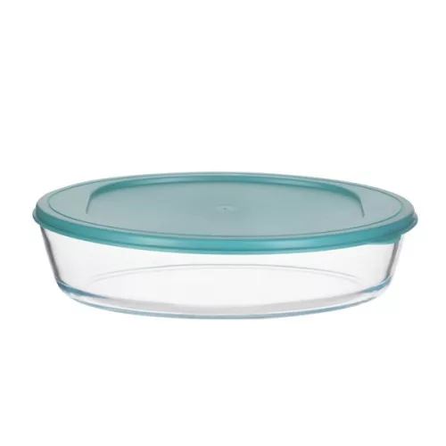 Recipient alimentar oval rezistent la căldură din sticlă TOO KT-100, 3200 ml, cu capac din plastic