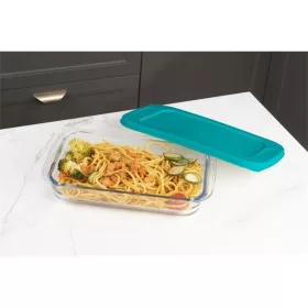   Recipient pătrat rezistent la căldură din sticlă TOO KT-101, 1600 ml, cu capac din plastic