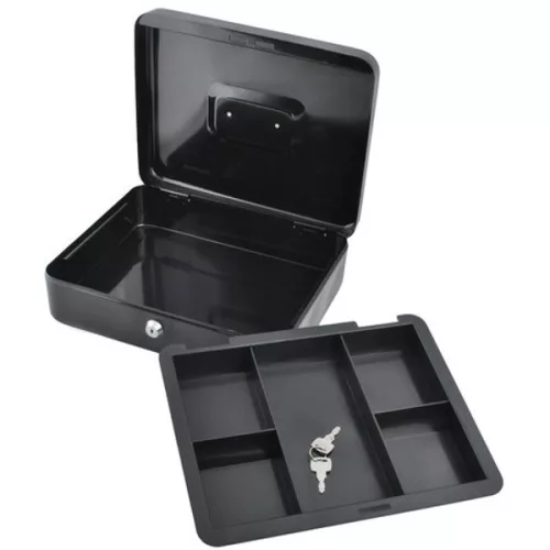 Malatec 30x24x9cm kulcsos fekete pénzkazetta