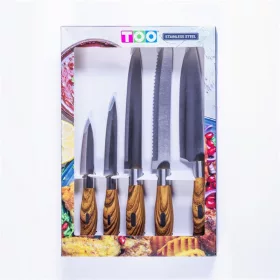   Set de cuțite TOO KT-392 cu mâner din lemn, format din 5 piese