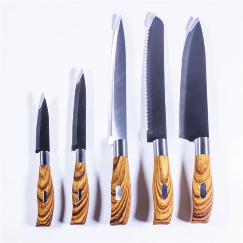 Set de cuțite TOO KT-392 cu mâner din lemn, format din 5 piese