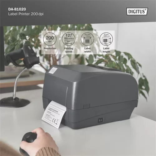 DIGITUS DA-81020 200dpi USB/RS232/LAN vonalkódnyomtató