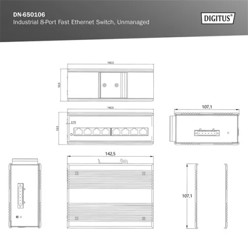 DIGITUS DN-650106 8-portni 10/100 zidni industrijski preklopnik