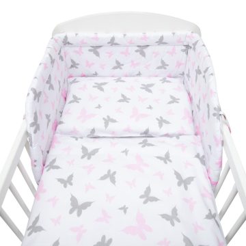   3-részes ágyneműhuzat New Baby 100/135 cm fehér pillangó