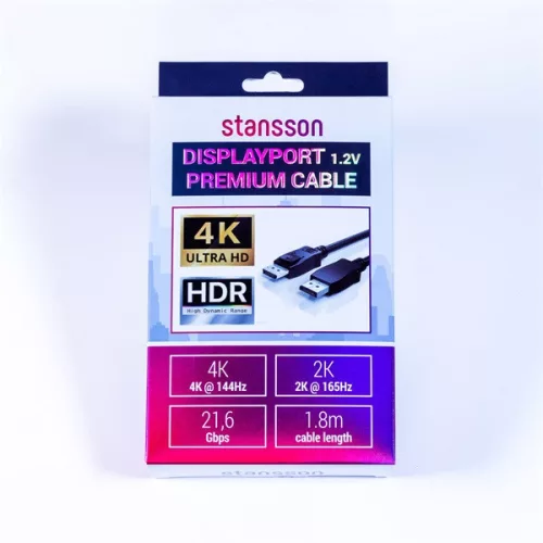 Kábel Stansson Displayport v1.2 s dĺžkou 1,8 m