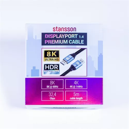 Kábel Stansson Displayport v1.4 s dĺžkou 5 m