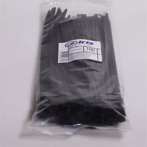 Iris Electric 100 ks čiernych káblových zväzkov 100x2,5 mm, rýchloupínacie pásky, zväzovanie
