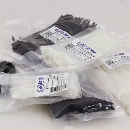 Iris Electric 100 ks bielych káblových zväzkov 150x2,5 mm, rýchloupínacie pásky, zväzovanie