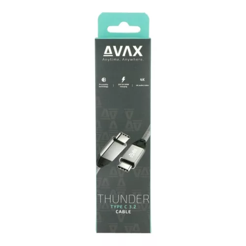 Kábel AVAX CB901 THUNDER 1m 3.2 konektor C, USB4 100W/10Gbps, jednoduchý na použitie