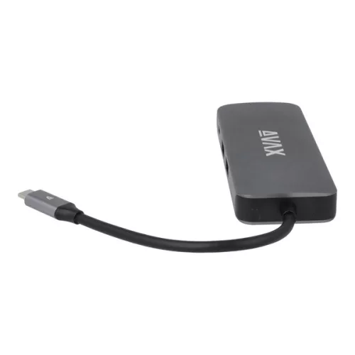 AVAX HB612 CONNECT+ 8 v 1 Multi 2xUSB 3.0, konektor C, HDMI (4K/60Hz), RJ45, TF/SD, PD HUB 100W